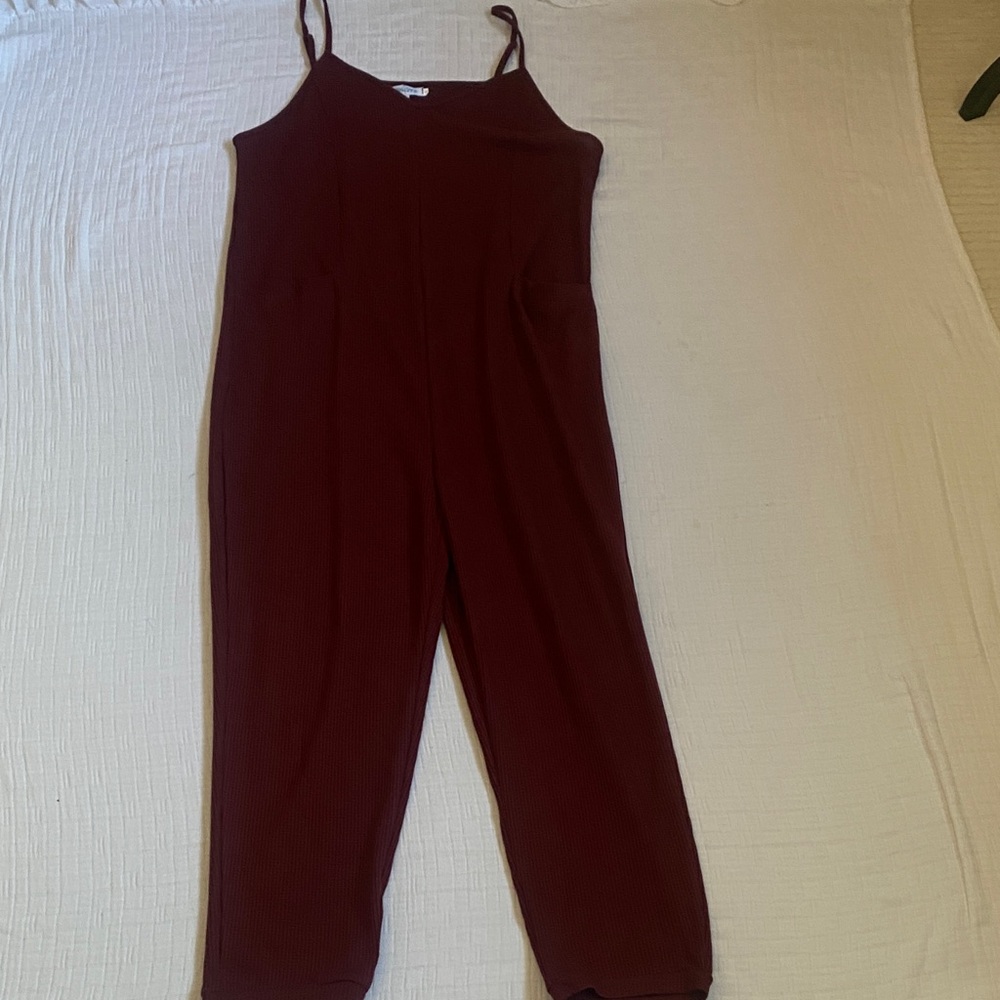 KIDLOVE Chic Maroon Spaghetti Strap Jumpsuit